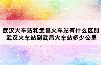 武汉火车站和武昌火车站有什么区别 武汉火车站到武昌火车站多少公里